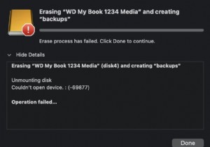 [แก้ไขแล้ว] ไม่สามารถเปิดอุปกรณ์ 69877 บน Mac เมื่อลบการ์ด Mac/USB/SD