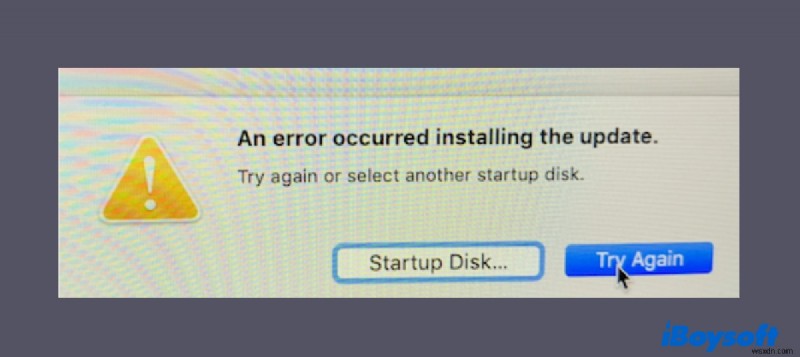 ต้องแก้ไขการอัปเดตซอฟต์แวร์เพื่อใช้ดิสก์เริ่มต้นนี้บน Mac