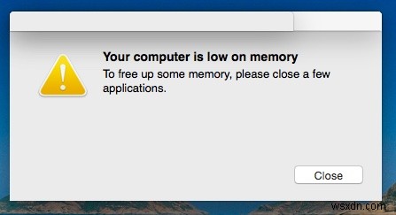 คอมพิวเตอร์ของคุณมีหน่วยความจำเหลือน้อย - การกำจัดไวรัส Mac