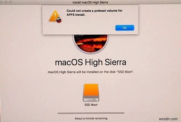 แก้ไขไม่สามารถสร้างโวลุ่มพรีบูตสำหรับข้อผิดพลาดในการติดตั้ง APFS