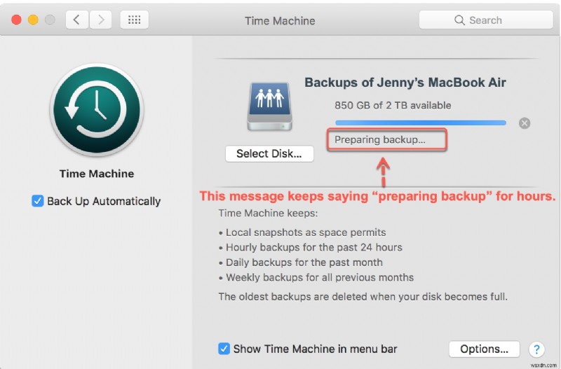 วิธีแก้ไข Time Machine ที่ค้างอยู่ในการเตรียมการสำรองข้อมูล