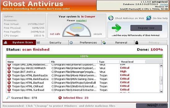 การกำจัด Ghost Antivirus – วิธีลบ Ghost Antivirus จากพีซีของคุณ