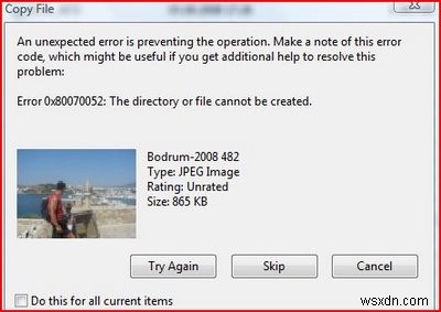 วิธีการรักษาข้อผิดพลาด 0x80070052 ใน Windows Vista