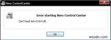 วิธีการแก้ไข “advrcntr4.dll Is Missing” Nero Error