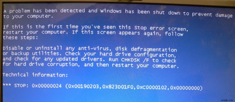 วิธีแก้ไขข้อผิดพลาดหน้าจอสีน้ำเงินของ Windows “0x00000024” 