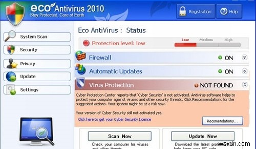วิธีลบ Eco Antivirus 2010 