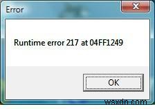 วิธีการแก้ไขข้อผิดพลาดรันไทม์ 217