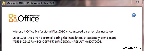 วิธีการแก้ไขข้อผิดพลาดของ Microsoft Office 2010 1935 