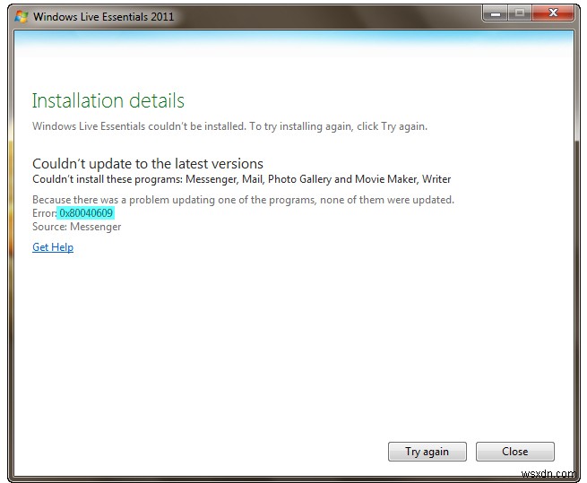 ขั้นตอนในการซ่อมแซมข้อผิดพลาด 0X80040609 – Windows Live Essentials
