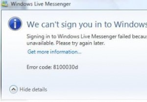 8100030d Windows Live Messenger Error – แก้ไข
