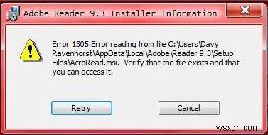 วิธีการแก้ไขข้อผิดพลาดของ Windows 1305
