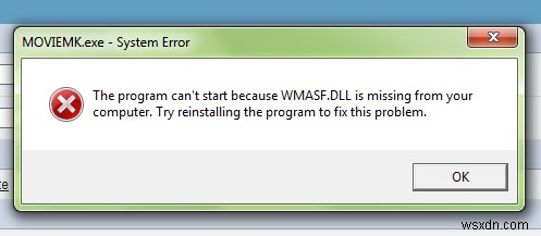 ขั้นตอนในการแก้ไขข้อผิดพลาด Wmasf.dll