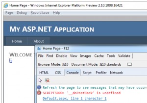 ข้อผิดพลาดของ Internet Explorer 10:ข้อผิดพลาด JavaScript _doPostBack ไม่ได้กำหนดไว้ 