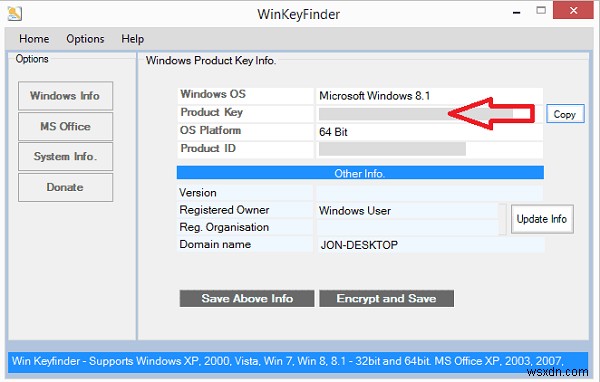 วิธีค้นหารหัสผลิตภัณฑ์ Windows 8 (8.1)