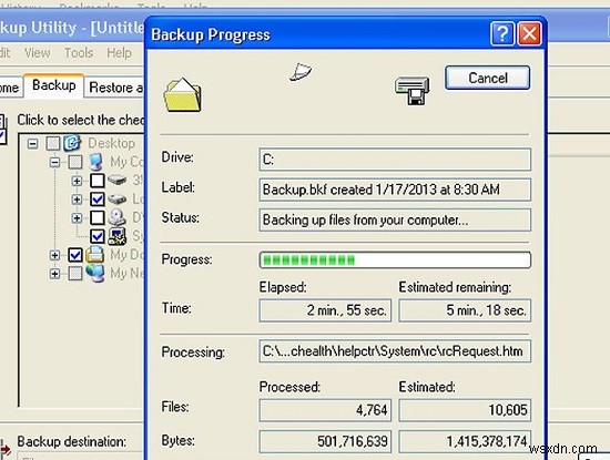 วิธีการสำรองไฟล์ใน Windows XP