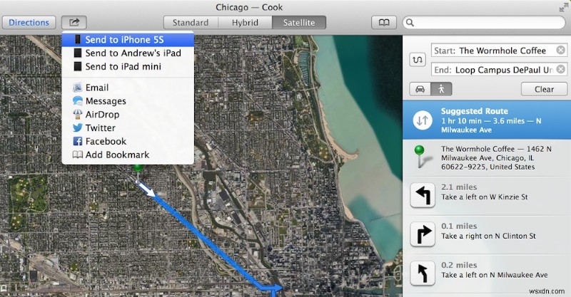 วิธีส่งเส้นทางไปยัง iPhone ของคุณจาก Apple Maps สำหรับ Mac 
