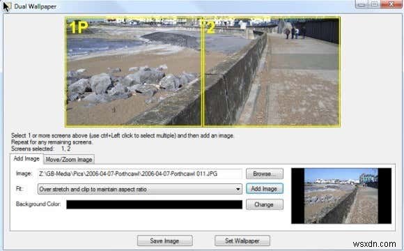 ตั้งค่าพื้นหลังที่แตกต่างกันสำหรับจอภาพสองจอใน Windows 7 