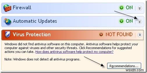 ปิดหรือลบ “คอมพิวเตอร์ของคุณอาจมีความเสี่ยง” ใน Windows XP