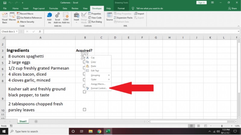 วิธีการสร้างรายการตรวจสอบใน Excel