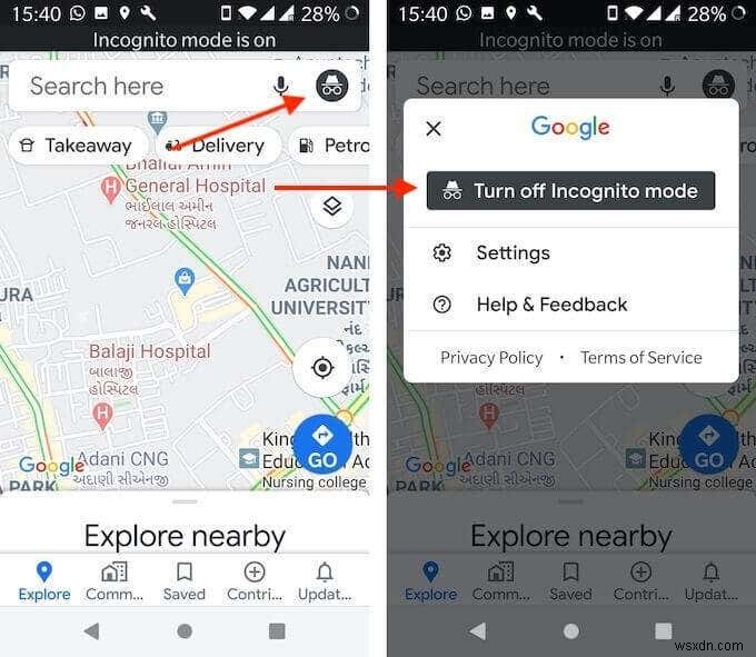 วิธีใช้ Google Maps โหมดไม่ระบุตัวตนบนอุปกรณ์ Android