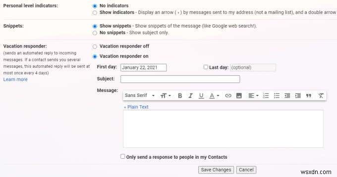 วิธีตั้งค่าเมื่อไม่อยู่ที่สำนักงานใน Gmail