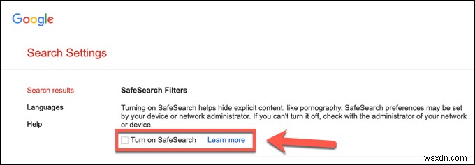 วิธีปิด Google SafeSearch