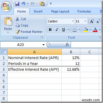 ใช้ Excel เพื่อหาอัตราดอกเบี้ยที่แท้จริงจากอัตราดอกเบี้ยที่กำหนด