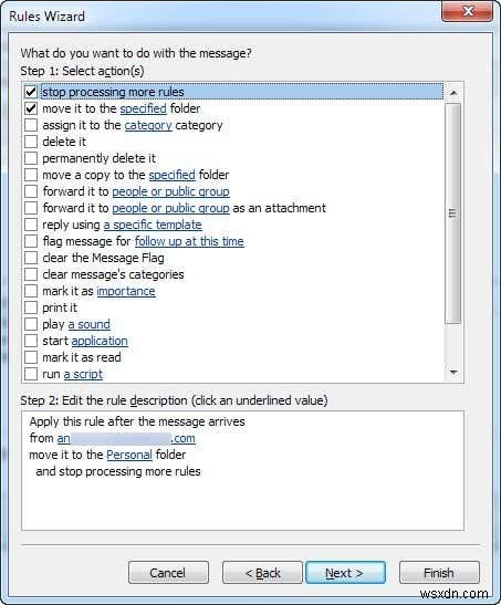 ย้ายอีเมลไปยังโฟลเดอร์ใน Outlook โดยอัตโนมัติโดยใช้กฎ