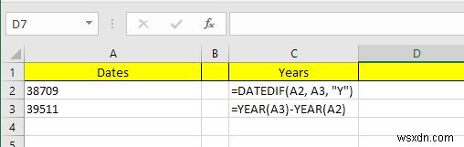 วิธีการลบวันที่ใน Excel 