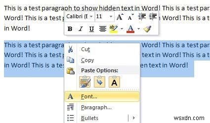 ซ่อนข้อความและแสดงข้อความที่ซ่อนอยู่ใน Word