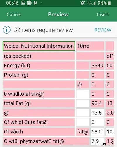 ใช้ฟังก์ชัน  แทรกข้อมูลจากรูปภาพ  ใหม่ของ Excel Mobile 