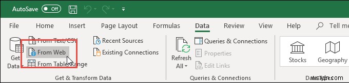 ใช้ Excel เป็นเครื่องมือในการคัดลอกข้อมูลจากเว็บ 