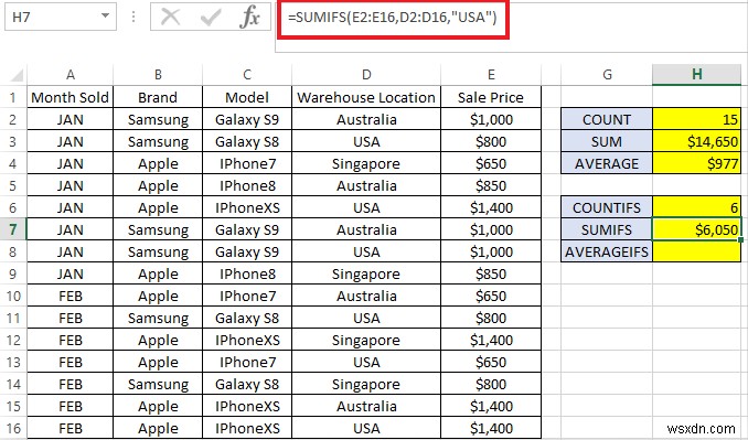 วิธีใช้ COUNTIFS, SUMIFS, AVERAGEIFS ใน Excel 