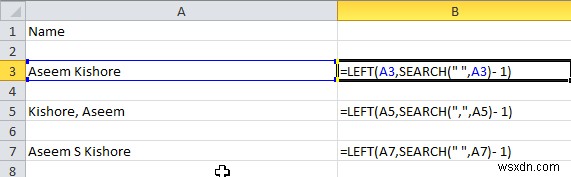 วิธีแยกชื่อและนามสกุลใน Excel