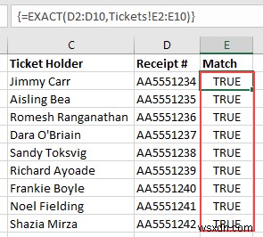 วิธีค้นหาค่าที่ตรงกันใน Excel 