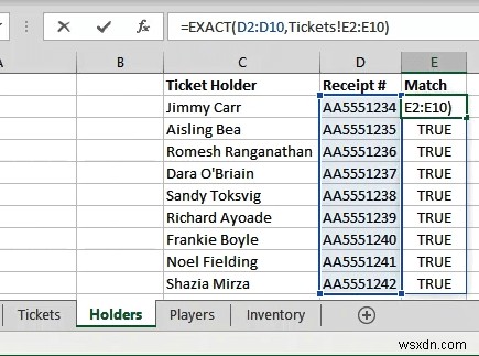 วิธีค้นหาค่าที่ตรงกันใน Excel 