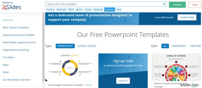 10 เว็บไซต์ที่ยอดเยี่ยมสำหรับเทมเพลต PowerPoint ฟรี 