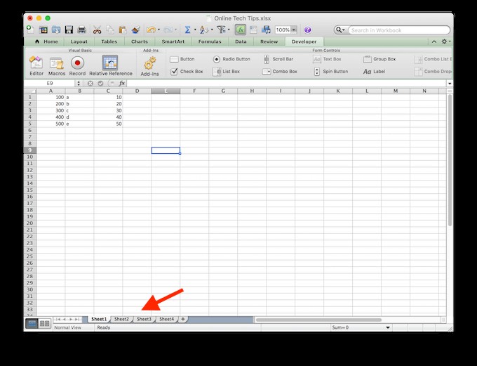 วิธีสลับระหว่างแผ่นงานใน Excel 