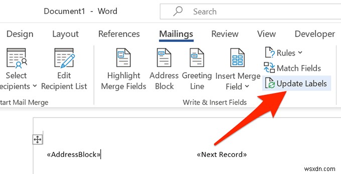 วิธีสร้างป้ายกำกับใน Word จากสเปรดชีต Excel