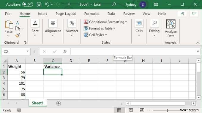 วิธีการคำนวณความแปรปรวนใน Excel