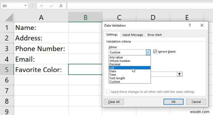 วิธีสร้างรายการดรอปดาวน์ใน Excel