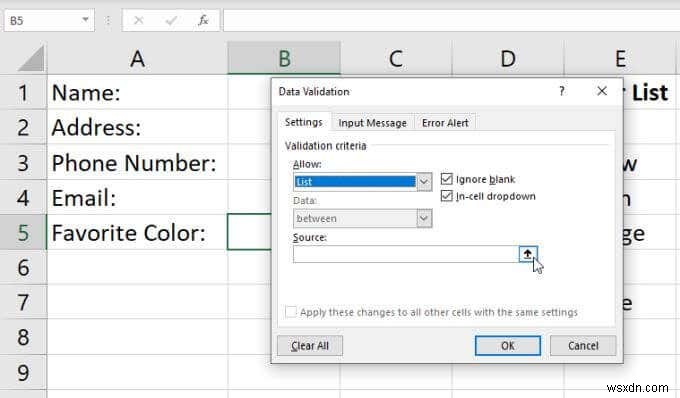 วิธีสร้างรายการดรอปดาวน์ใน Excel