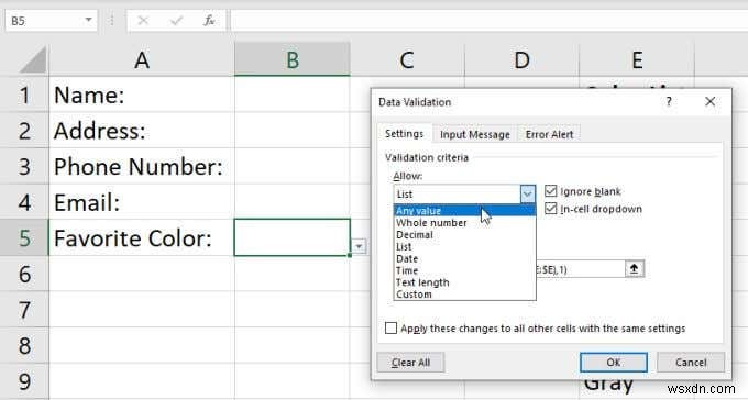 วิธีสร้างรายการดรอปดาวน์ใน Excel