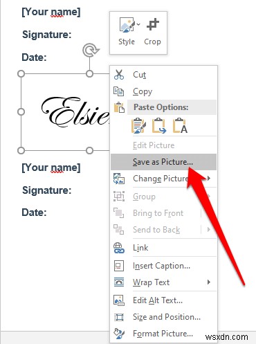 วิธีการแทรกลายเซ็นในเอกสาร Microsoft Word