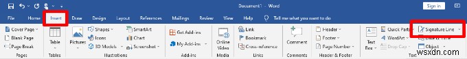 วิธีการแทรกลายเซ็นในเอกสาร Microsoft Word