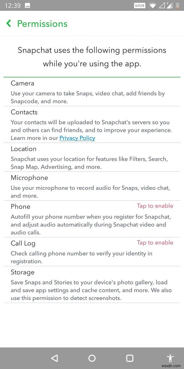 วิธีอนุญาตการเข้าถึงกล้องบน Snapchat
