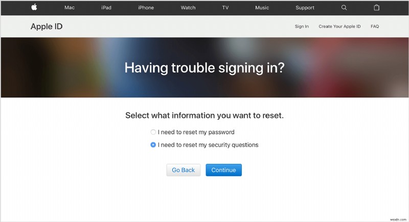 วิธีรีเซ็ตคำถามเพื่อความปลอดภัยของ Apple ID 