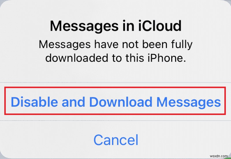 การปิดใช้งานและดาวน์โหลดข้อความใน iCloud หมายถึงอะไร