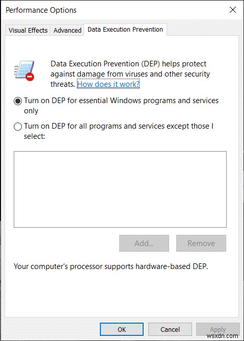 วิธีปิดการใช้งาน DEP (การป้องกันการดำเนินการข้อมูล) ใน Windows 10 