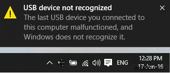 แก้ไขความล้มเหลวของตัวอธิบายอุปกรณ์ USB ใน Windows 10